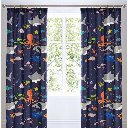 Sea Life Pencil Pleat Curtains in Multicolour