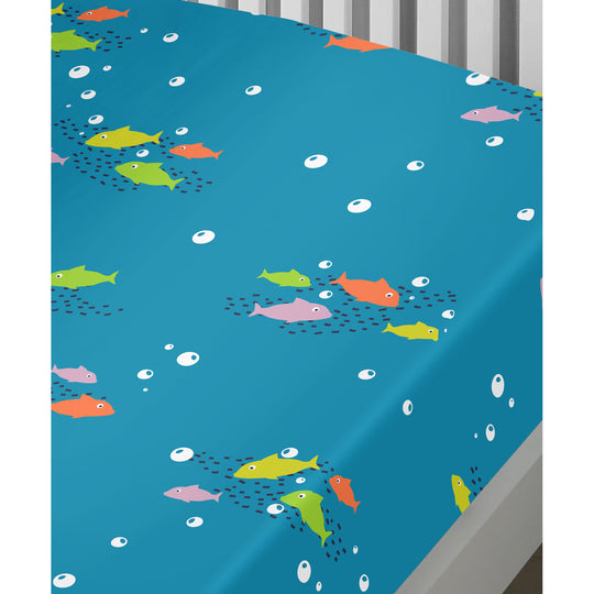 Sea Life 25cm Deep Fitted Bed Sheet in Multicolour