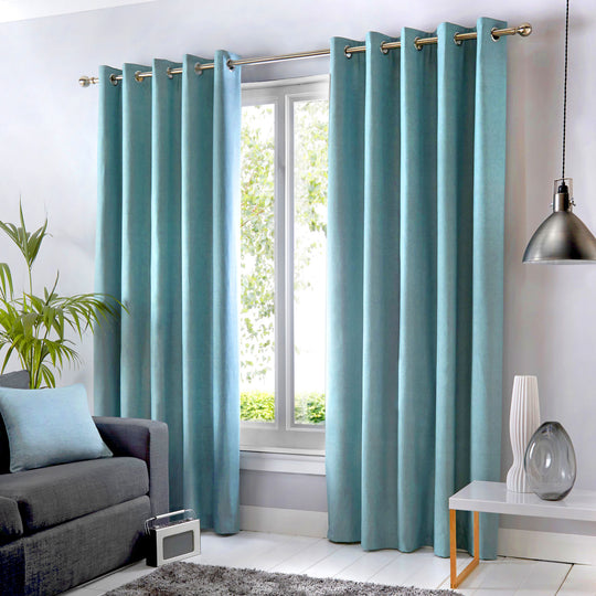 Sorbonne Eyelet Curtains in Duck Egg