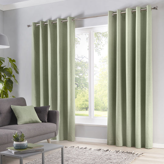 Sorbonne Eyelet Curtains in Green
