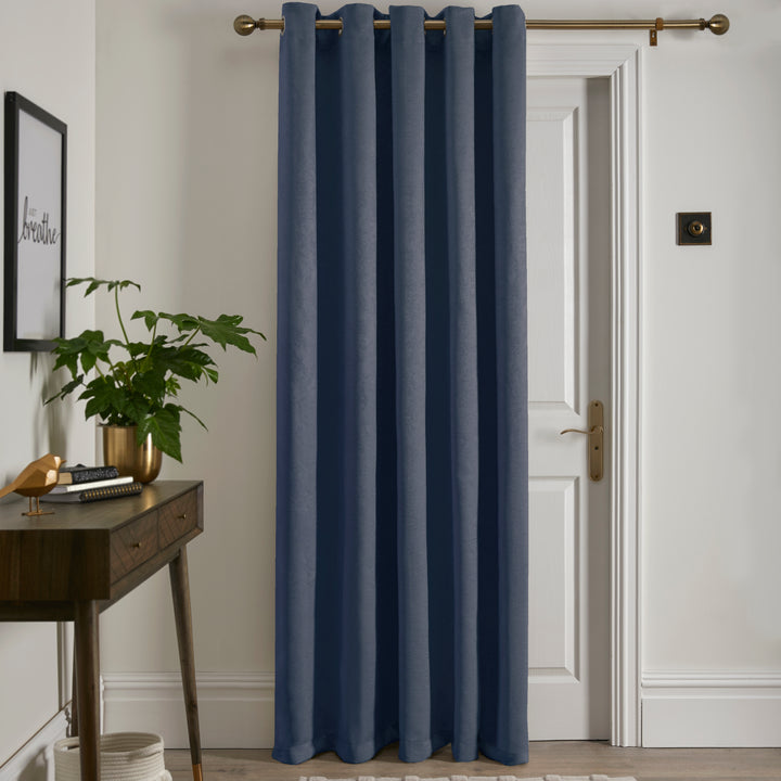 Strata Eyelet Single Panel Door Curtain by Fusion in Navy - Eyelet Single Panel Door Curtain - Fusion