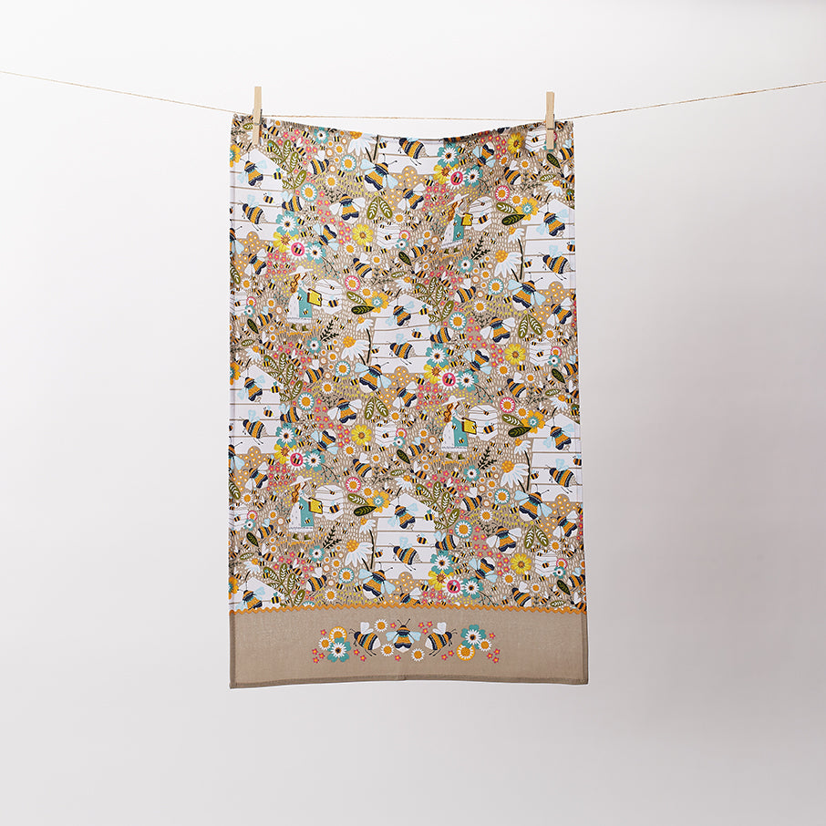 Ulster Weavers Cotton Tea Towel - Bee Keeper (100% Cotton, Yellow) - Tea Towel - Ulster Weavers