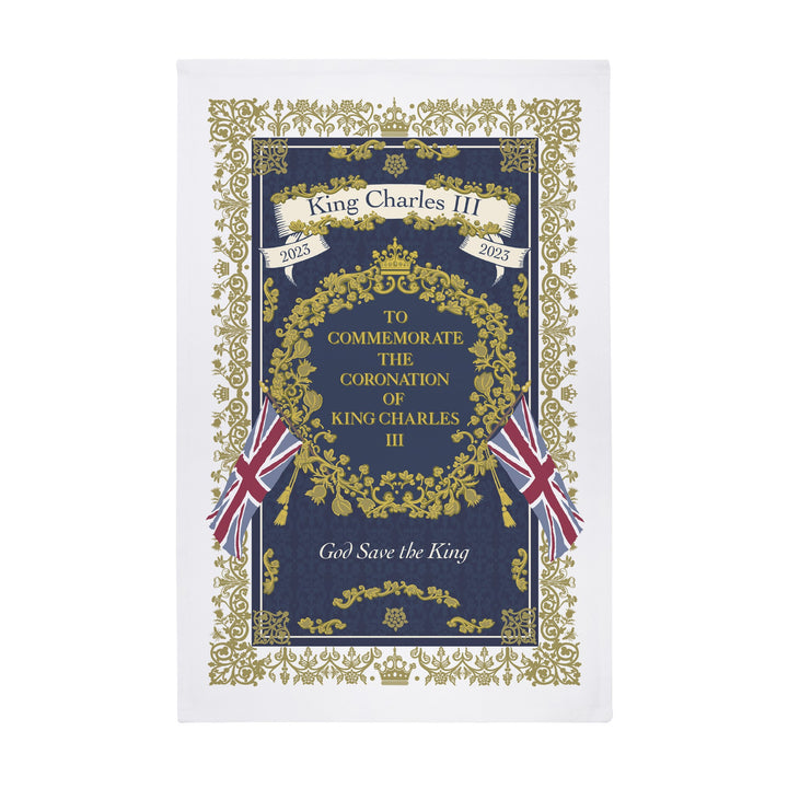 Ulster Weavers Commemorative 100% Cotton Tea Towel - King Charles III Coronation in Royal Blue - Tea Towel - Ulster Weavers