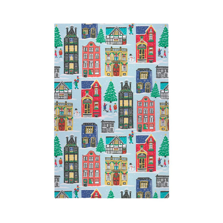 Ulster Weavers Recycled Cotton Blend Tea Towel - Christmas Houses (Blue) -  - Ulster Weavers