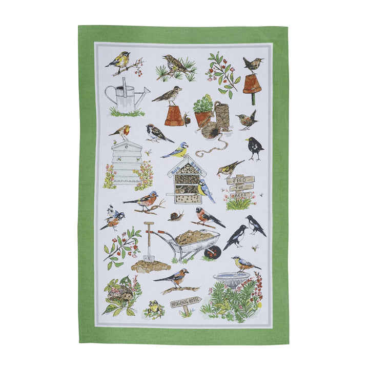 Ulster Weavers Garden Birds Tea Towel - Cotton One Size in Green