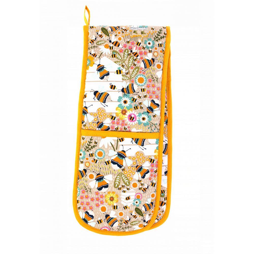 Ulster Weavers Double Oven Glove - Bee Keeper (100% Cotton Outer; 100% Polyester wadding; CE marked, Yellow) - Double Oven Gloves - Ulster Weavers