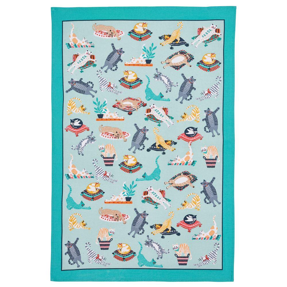 Ulster Weavers Cotton Tea Towel - Kitty Cats (100% Cotton, Blue) - Tea Towel - Ulster Weavers