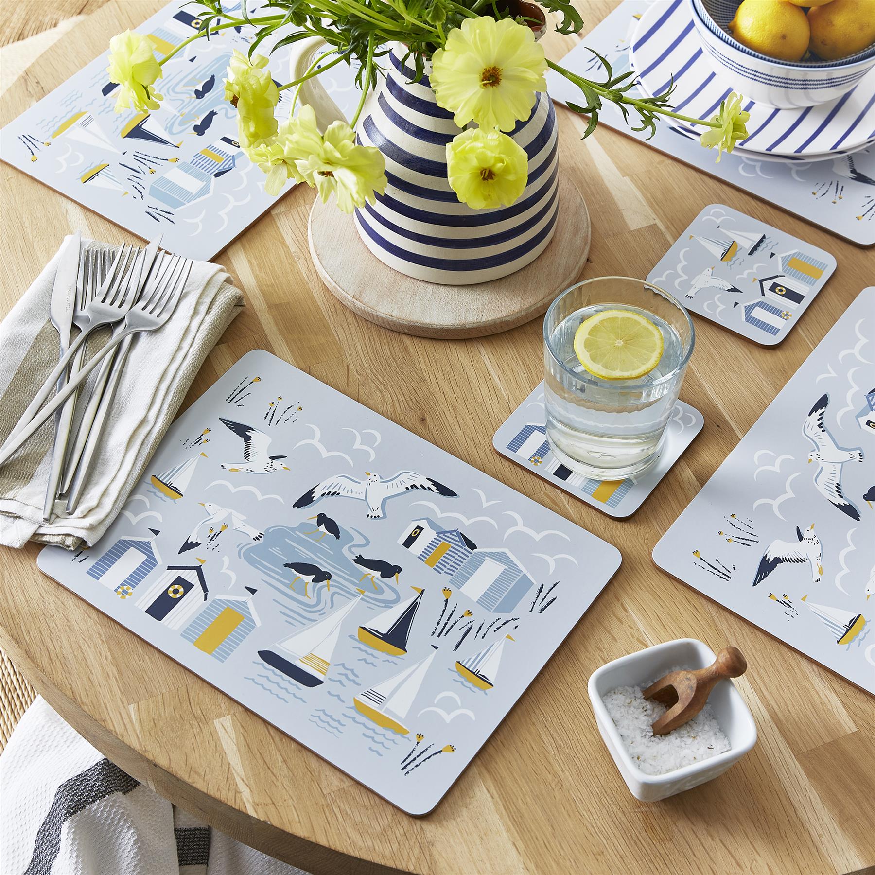 Ulster Weavers Seashore Coasters - 4 Pack One Size in Blue - Coaster - Ulster Weavers