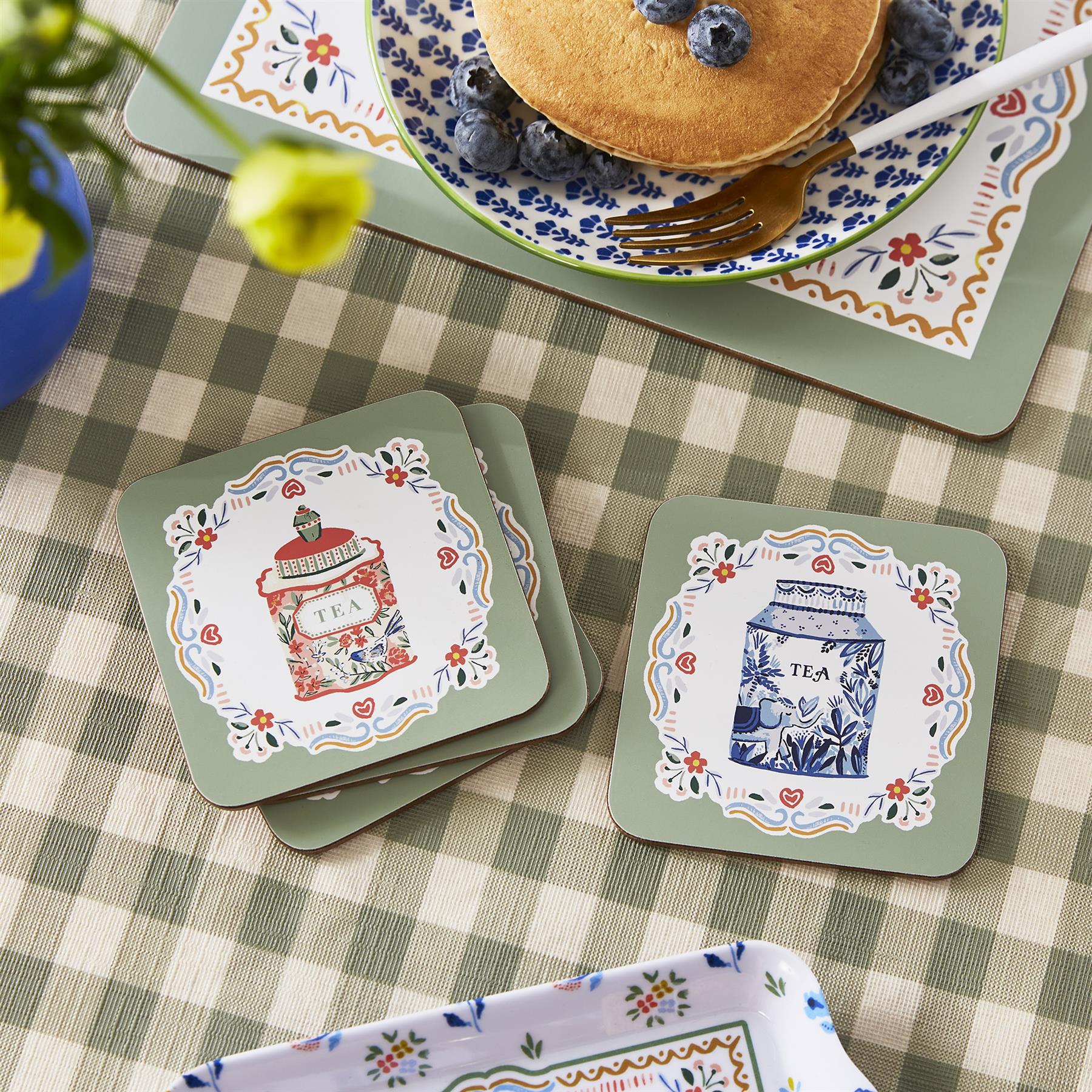 Ulster Weavers Tea Tins Coasters - 4 Pack One Size in Multi - Coaster - Ulster Weavers