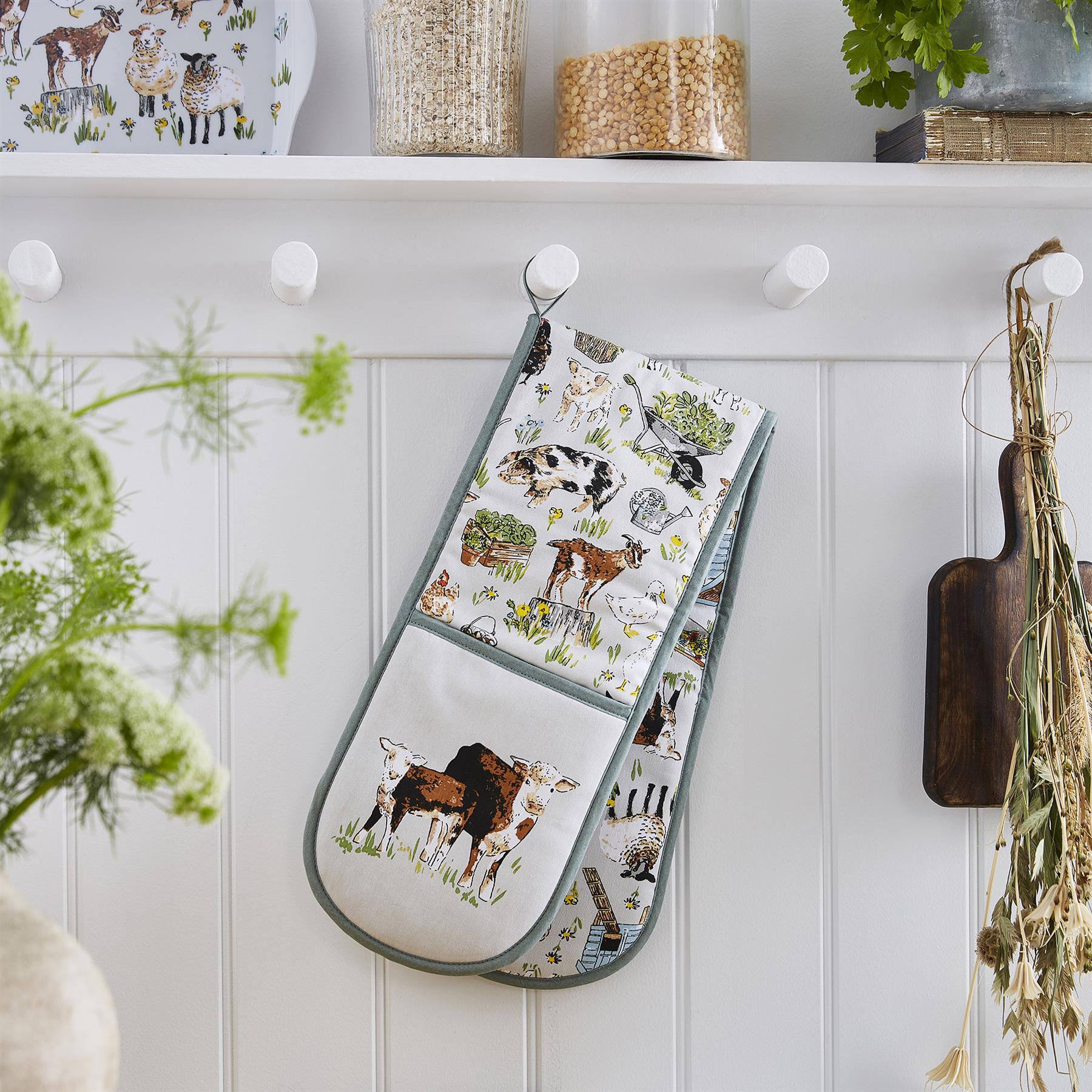 Ulster Weavers Portman Farm Double Oven Glove One Size in Grey - Double Oven Glove - Ulster Weavers