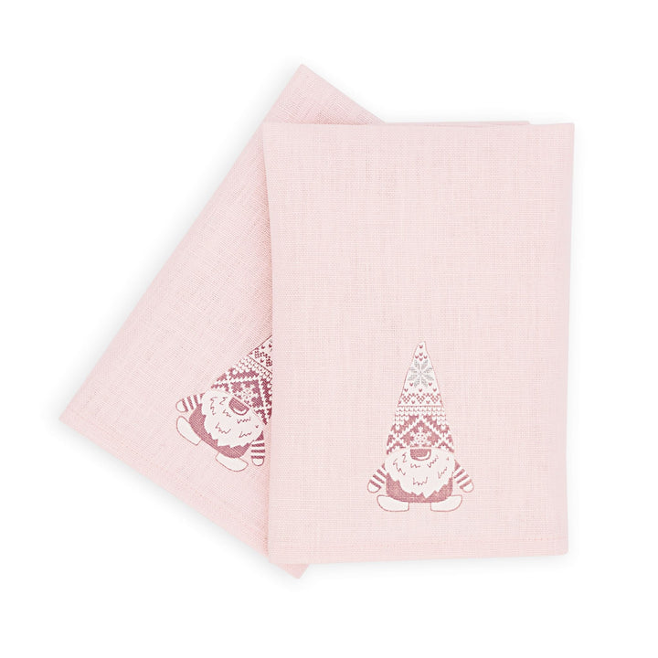 Ulster Weavers 100% Linen Napkins (Pack of 2) - Christmas Gonk Gnomes (40 x 40cm, Pink) - Napkin - Ulster Weavers