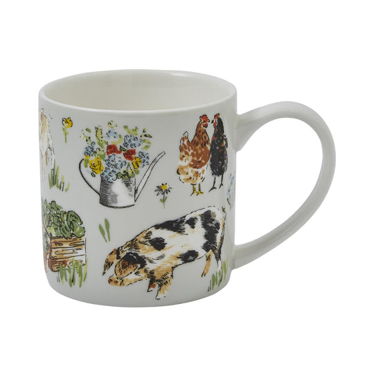 Portman Farm Bone China Mug in Grey