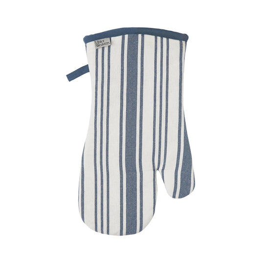 Denim Stripe Gauntlet Oven Glove in Blue