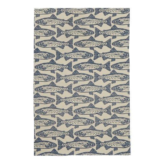 Salmon Cotton Tea Towel in Blue