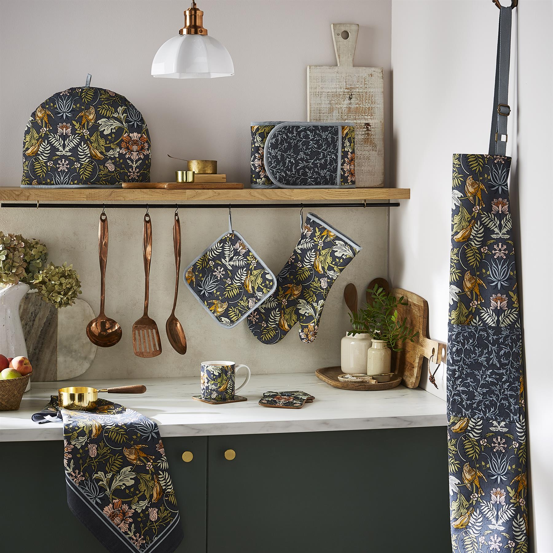 Ulster Weavers Finch & Flower Tray - Scatter  One Size in Navy - Tray - Ulster Weavers