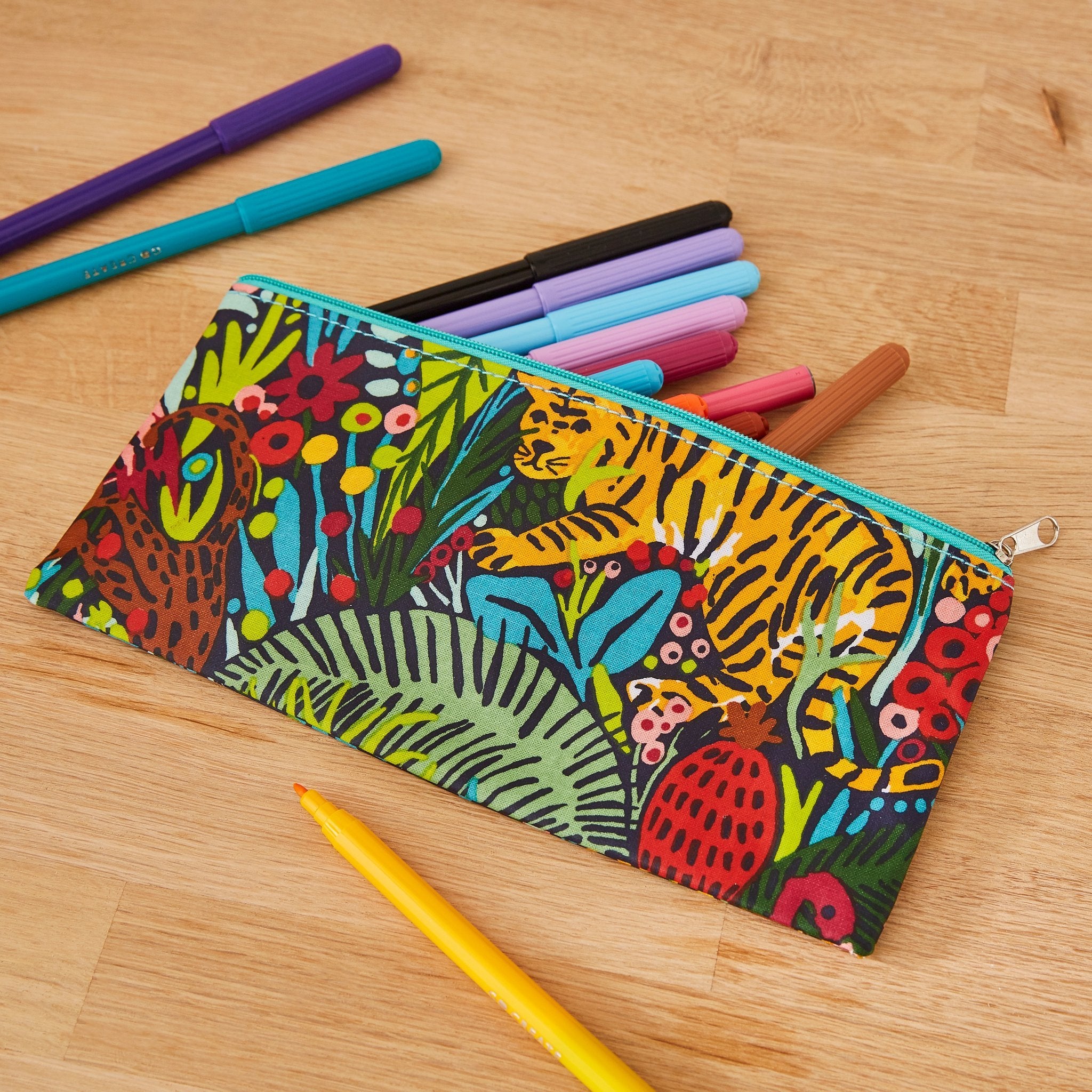 Ulster Weavers Pencil Case - Menagerie (Cotton with PVC Coating, Green) - Pencil Case - Ulster Weavers