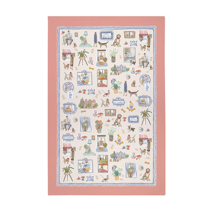 Ulster Weavers Pets In the City Tea Towel - Cotton One Size in Pink - Tea Towel - Ulster Weavers