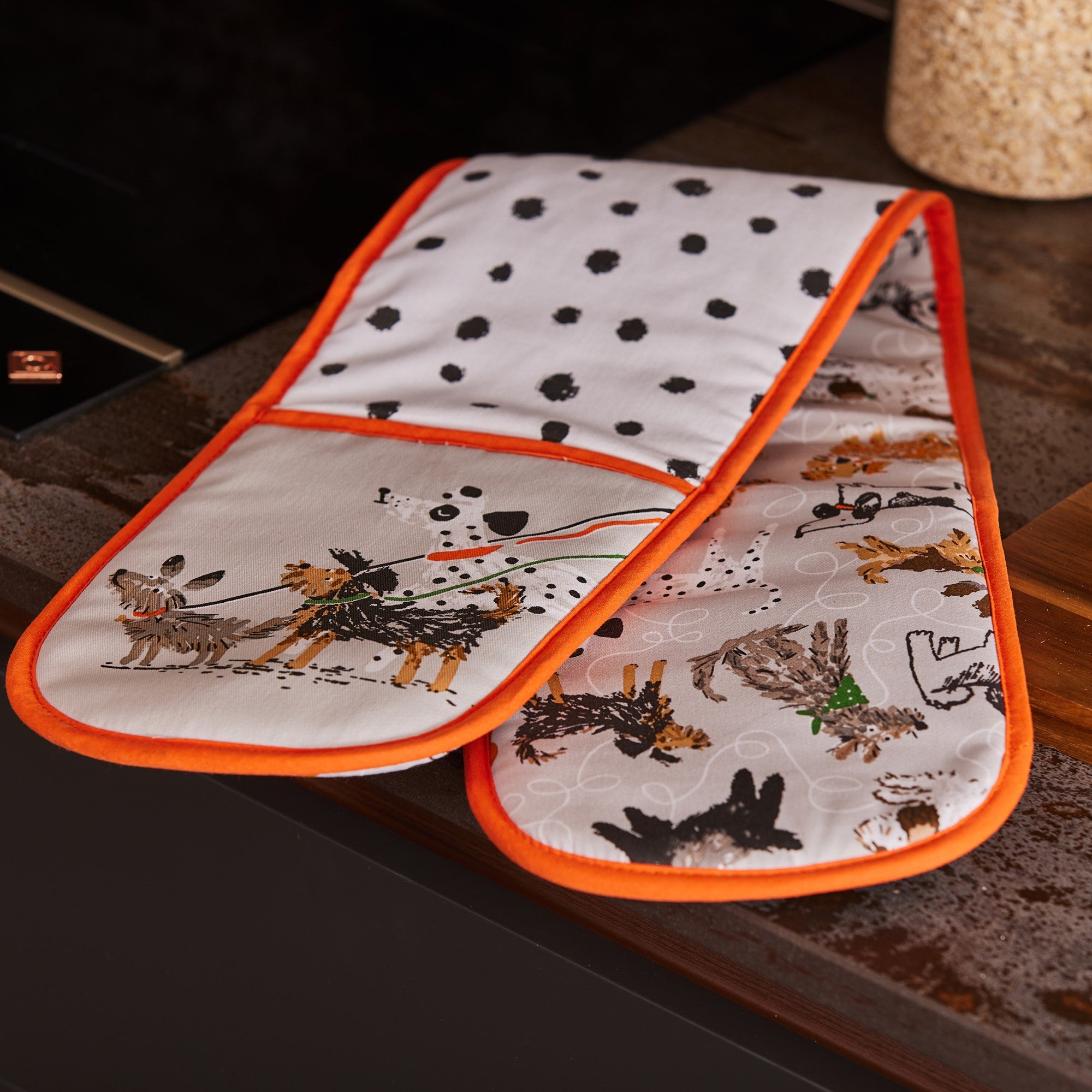 Ulster Weavers Dog Days Double Oven Glove One Size in Grey - Double Oven Glove - Ulster Weavers