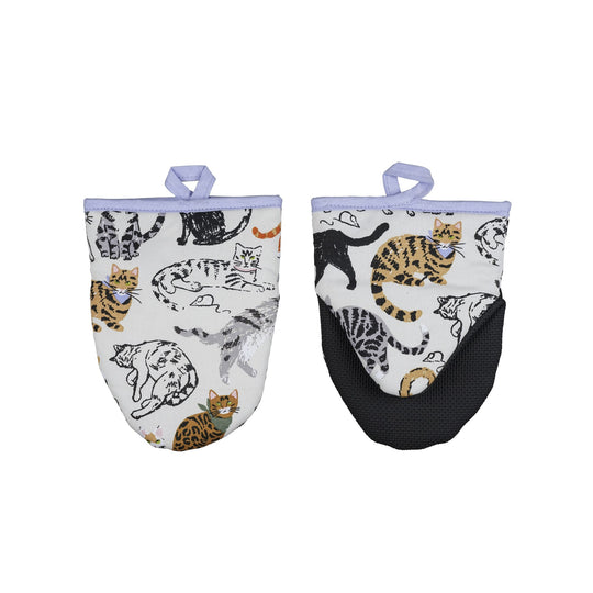 Feline Friends Microwave Mitts Pair in Grey
