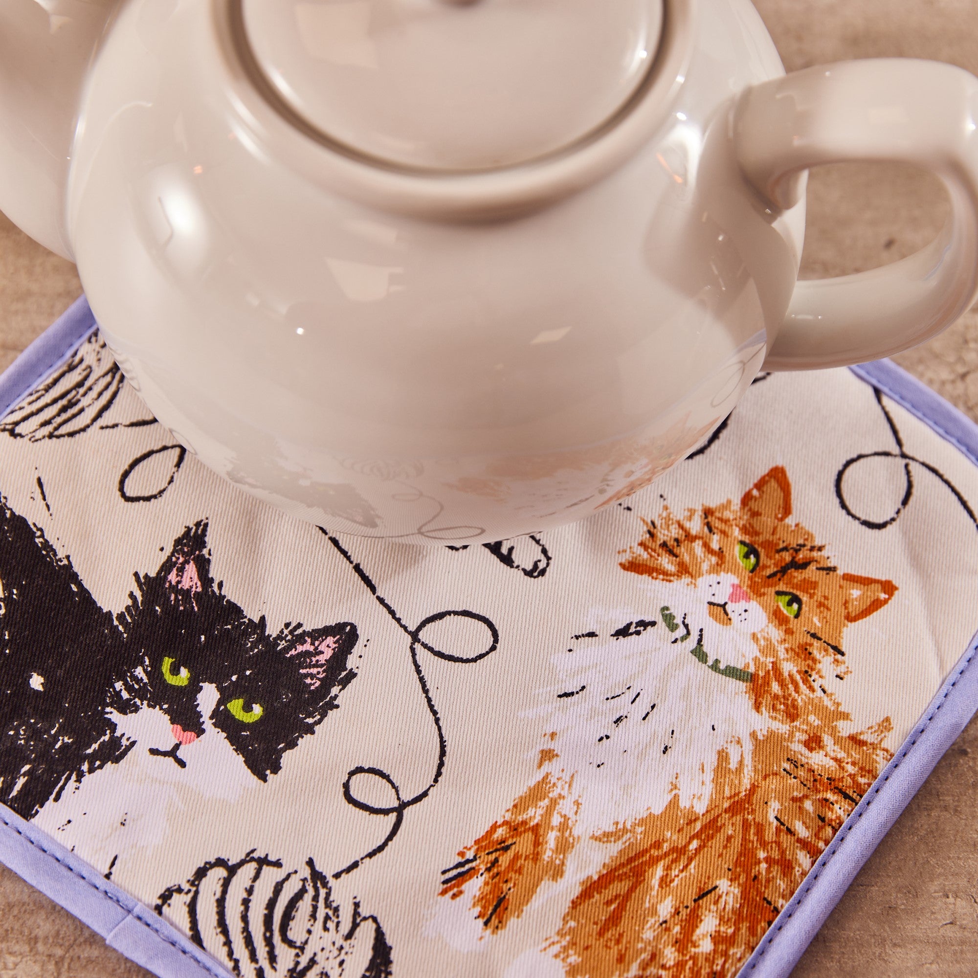 Ulster Weavers Feline Friends Pot Mat One Size in Grey - Pot Mat - Ulster Weavers