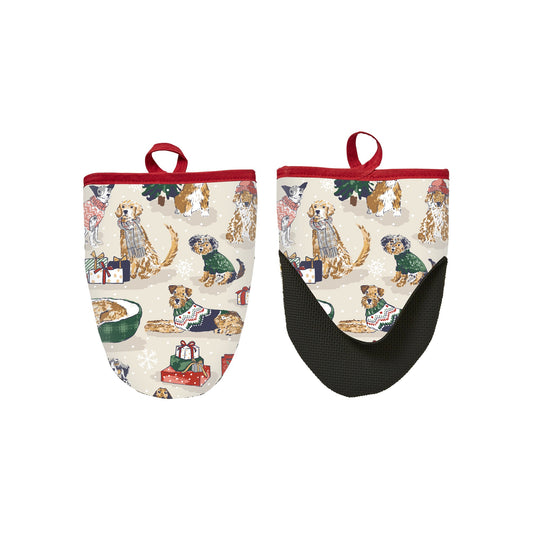 Merry Mutts Christmas Microwave Mitts Pair in Red