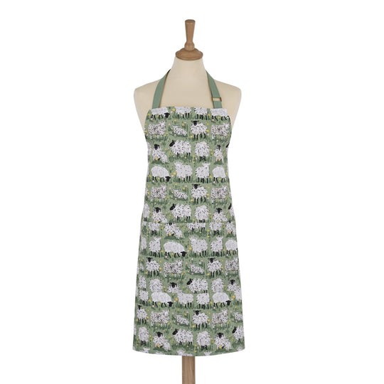 Woolly Sheep Cotton Apron in Green