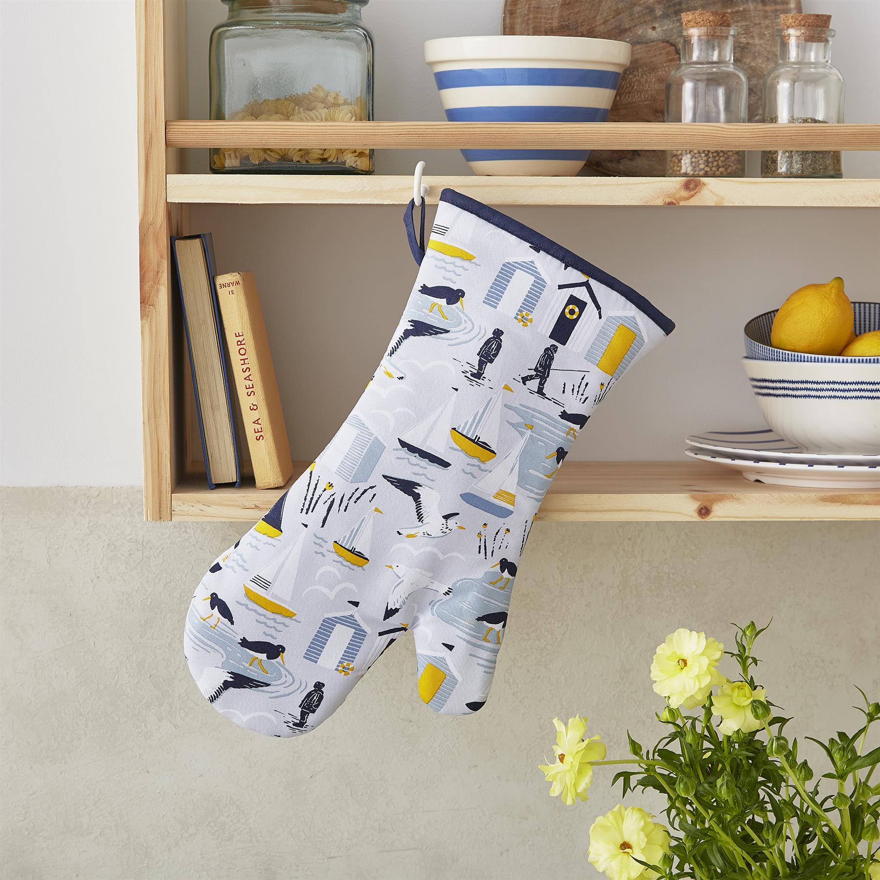 Ulster Weavers Seashore Gauntlet Oven Glove One Size in Blue - Gauntlet Oven Glove - Ulster Weavers