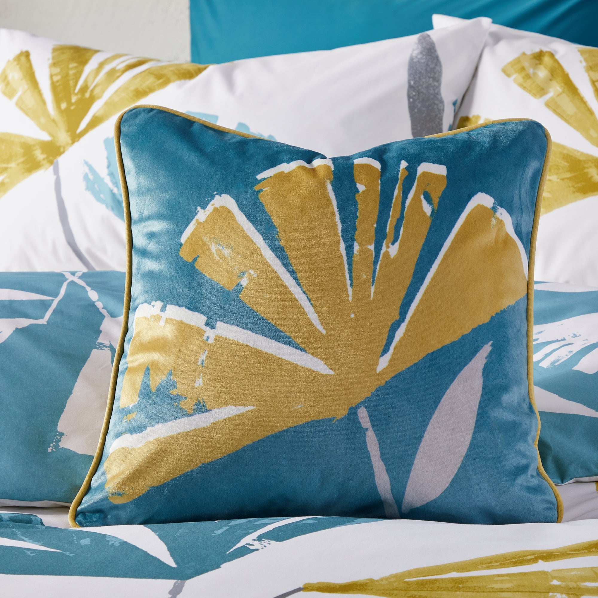 Alma Filled Cushion by Fusion in Teal 43 x 43cm - Filled Cushion - Fusion