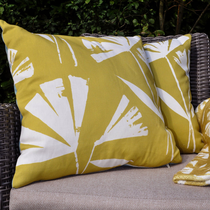 Alma Outdoor Filled Cushion by Fusion in Teal/Ochre 43 x 43cm - Filled Cushion - Fusion