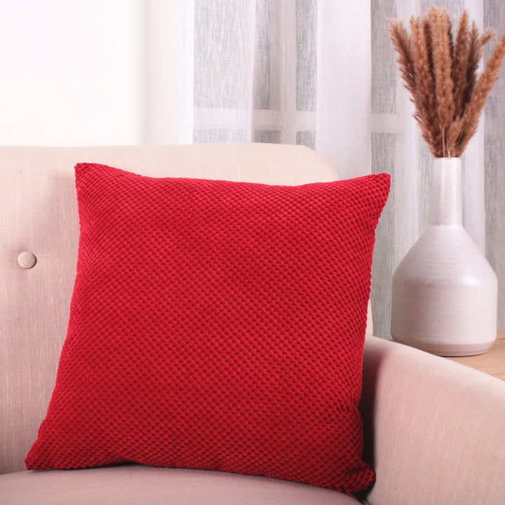 Chenille Spot Filled Cushion by Fusion in Red 43 x 43cm - Filled Cushion - Fusion