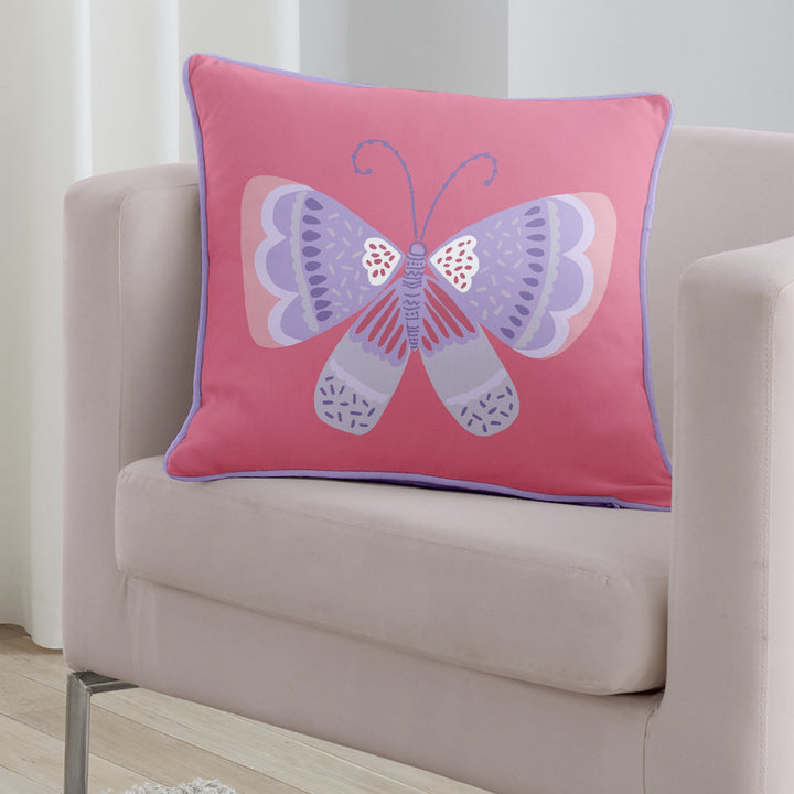 Flutterby Butterfly Filled Cushion by Bedlam in Pink 43 x 43cm - Filled Cushion - Bedlam