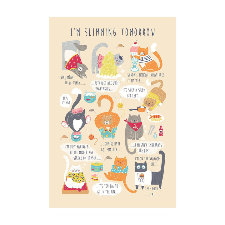 Ulster Weavers Cotton Tea Towel - I'm Slimming Tomorrow (100% Cotton, Orange) - Tea Towel - Ulster Weavers