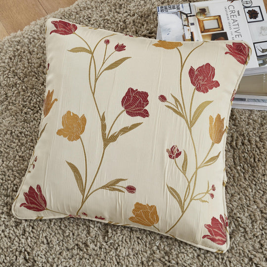 Juliette Cushion in Natural/Red 43 x 43cm