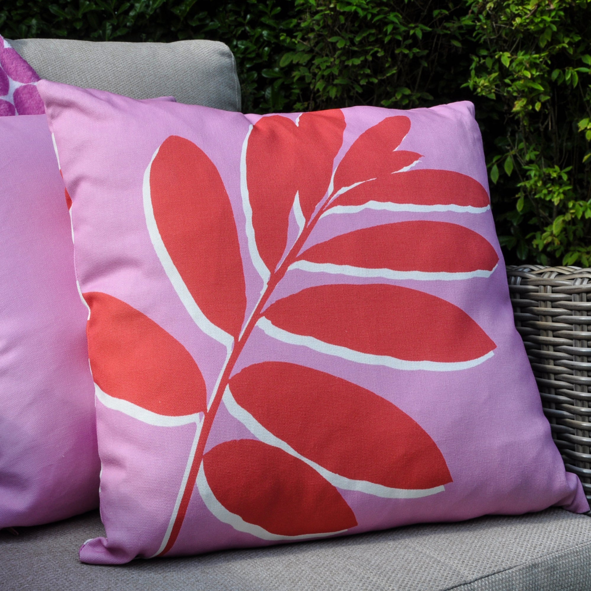 Leaf Print Filled Cushion by Fusion in Pink 43 x 43cm - Filled Cushion - Fusion