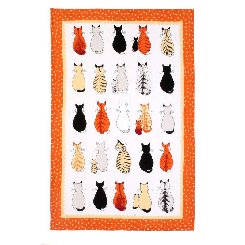 Ulster Weavers Cotton Tea Towel Cats in Waiting 100 Cotton Orange