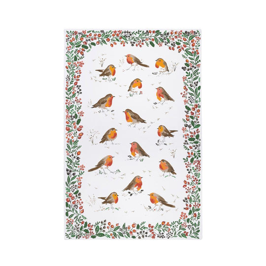 Robins & Berry Border Recycled Blend Cotton Tea Towel in White