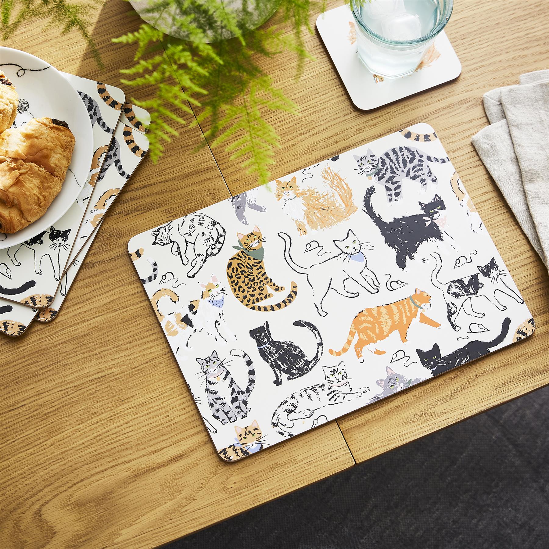 Ulster Weavers Feline Friends Placemat - 4 Pack One Size in Cream - Placemat - Ulster Weavers