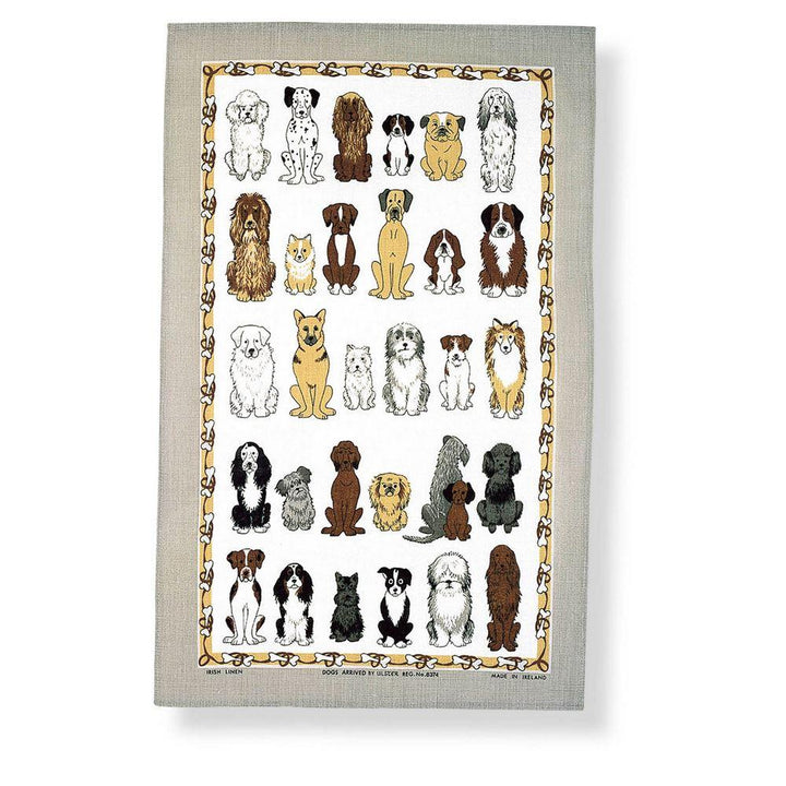 Ulster Weavers Cotton Tea Towel - Dogs Arrived (100% Cotton, Brown/Yellow) - Tea Towel - Ulster Weavers