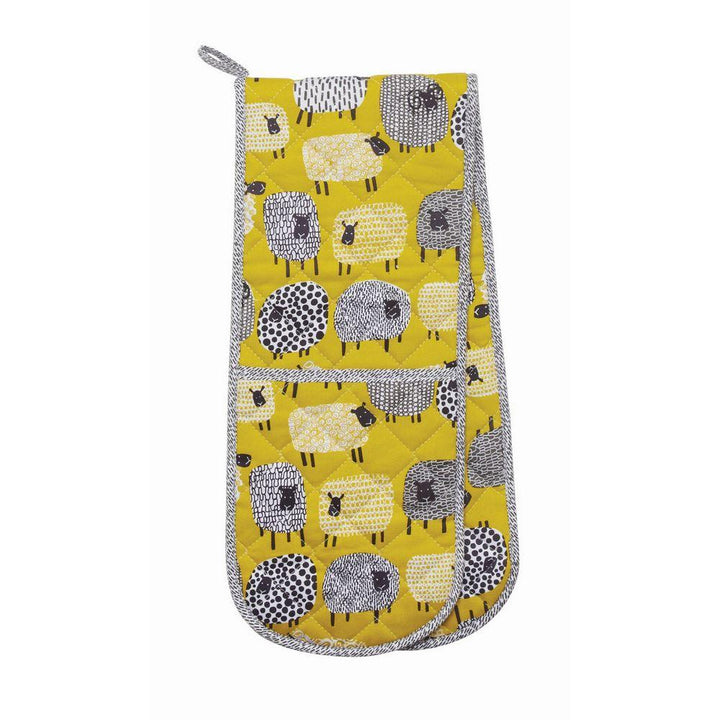 Ulster Weavers Double Oven Glove - Dotty Sheep (100% Cotton Outer; 100% Polyester wadding; CE marked, Yellow) - Double Oven Gloves - Ulster Weavers