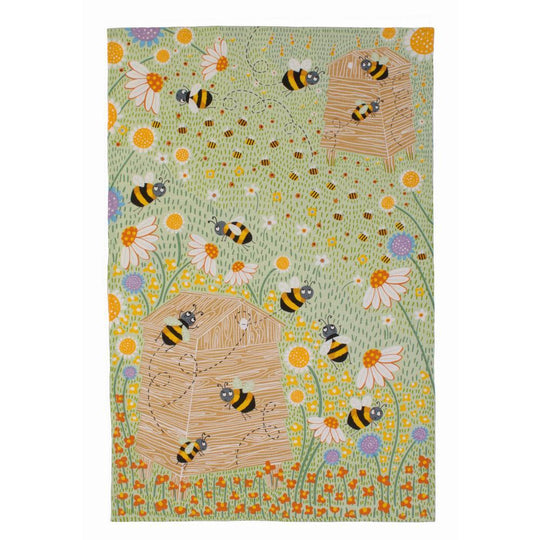 Bees Cotton Tea Towel in Multicolour