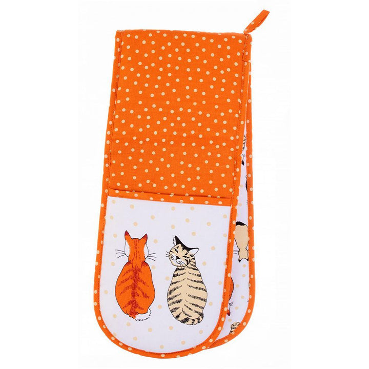 Ulster Weavers Double Oven Glove - Cats in Waiting (100% Cotton Outer; 100% Polyester wadding; CE marked, Orange) - Double Oven Gloves - Ulster Weavers