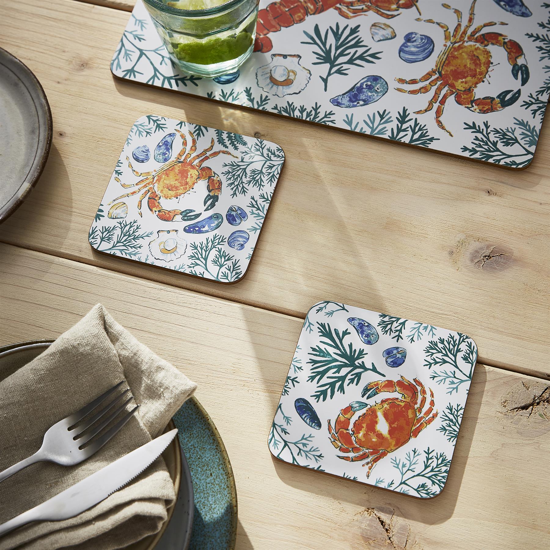 Ulster Weavers Shellfish Placemat - 4 Pack One Size in Green - Placemat - Ulster Weavers