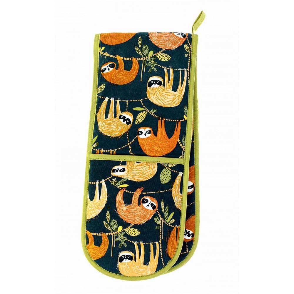 Ulster Weavers Double Oven Glove - Hanging Around (100% Cotton Outer; 100% Polyester wadding; CE marked, Green) - Double Oven Gloves - Ulster Weavers