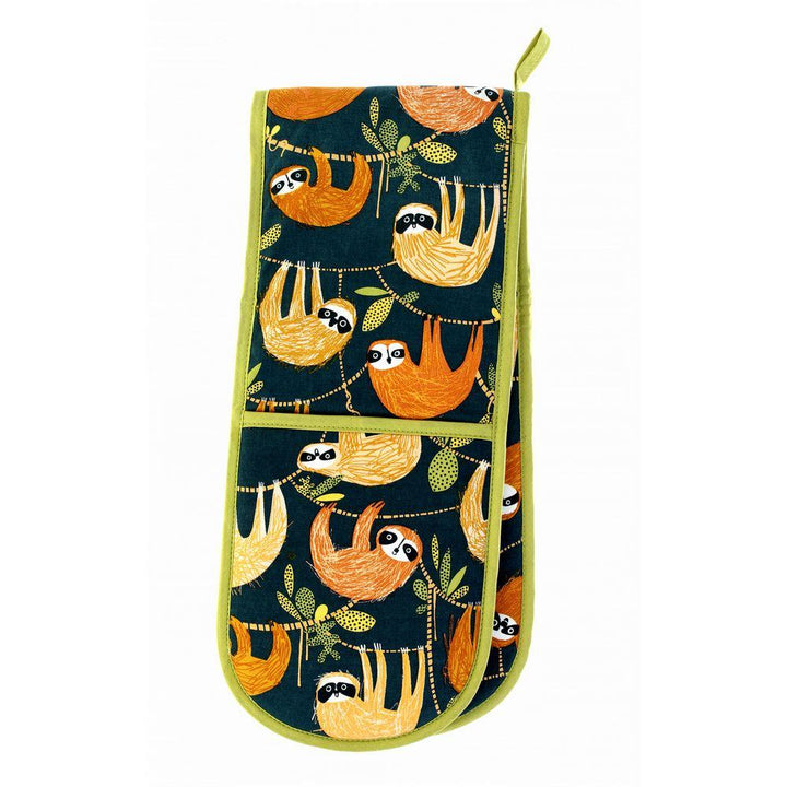 Ulster Weavers Double Oven Glove - Hanging Around (100% Cotton Outer; 100% Polyester wadding; CE marked, Green) - Double Oven Gloves - Ulster Weavers