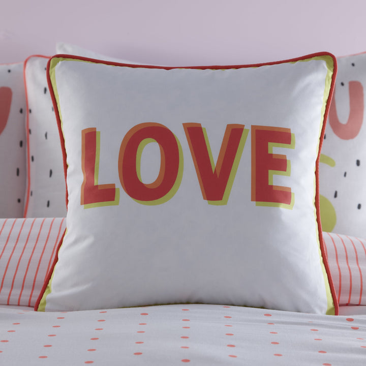 Love Filled Cushion by Appletree Kids in Coral 43 x 43cm - Filled Cushion - Appletree Kids